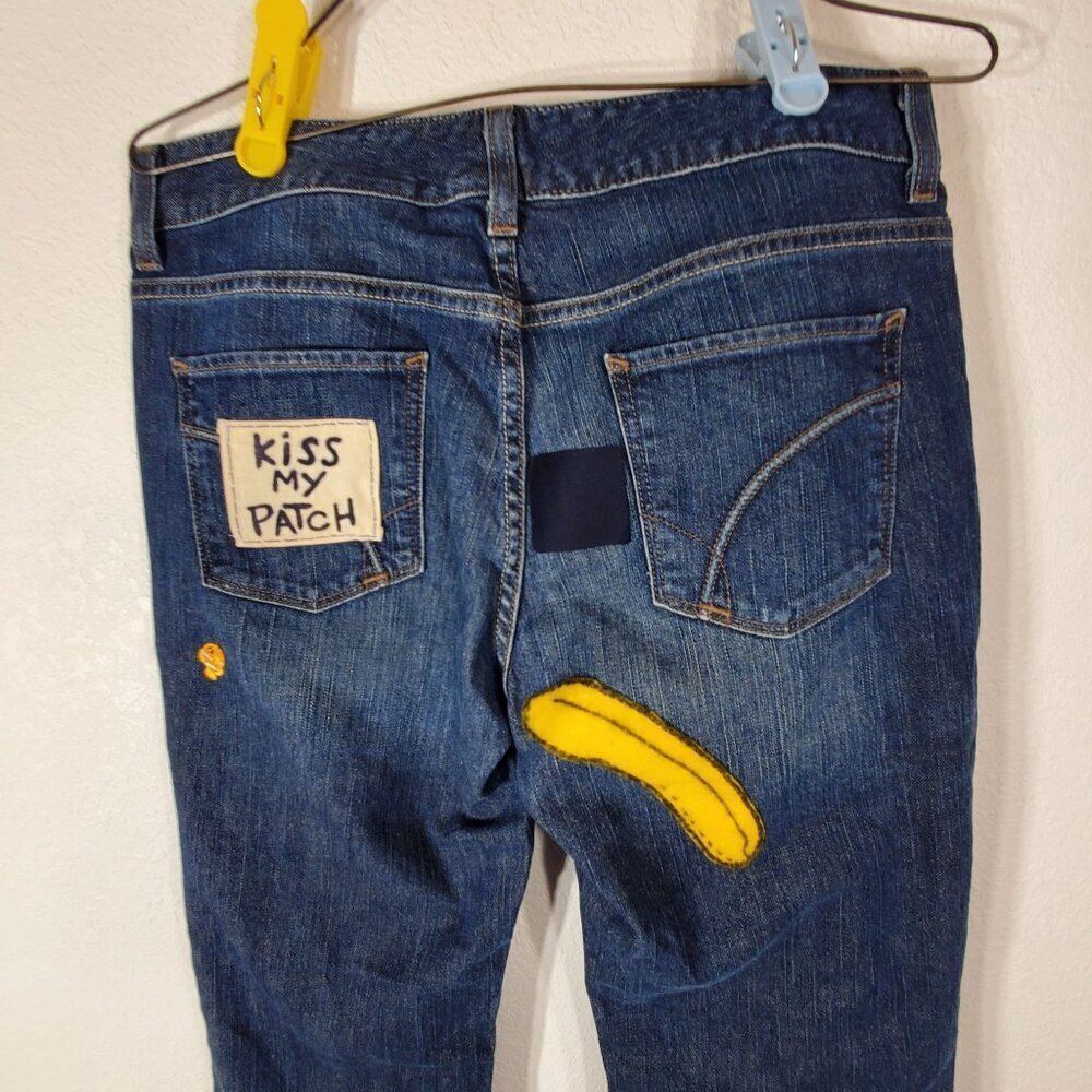 Eddie Bauer Womens 8L Flare Jeans 32x32 Repurposed Custom Patchwork Y2K 2009 - Picture 6 of 11